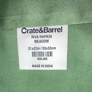 CRATE AND BARREL Set of 4 Green Cotton Napkins